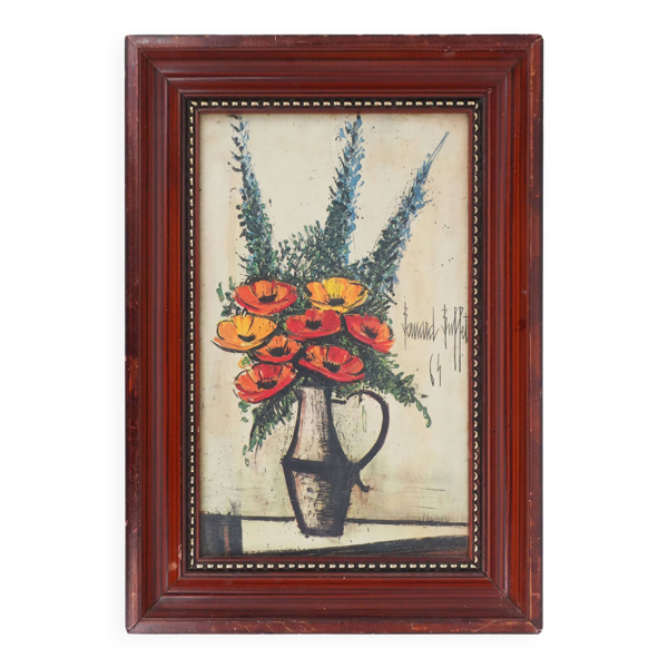 Le bouquet de fleurs, lithographie sur toile encadrée, Bernard Buffet