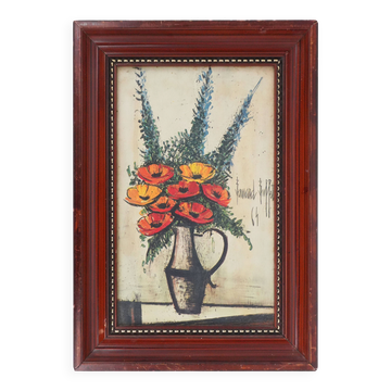 Bernard BUFFET: The bouquet of flowers, lithograph on framed canvas.