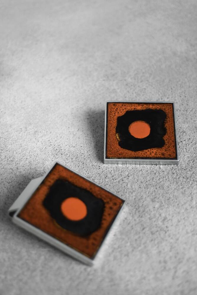 Vintage Brutalist Metal and Ceramic Entrance Door Handle by Juliette Belarti, 1960s, Set of 2