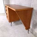Bureau vintage design en bois clair années 50 60