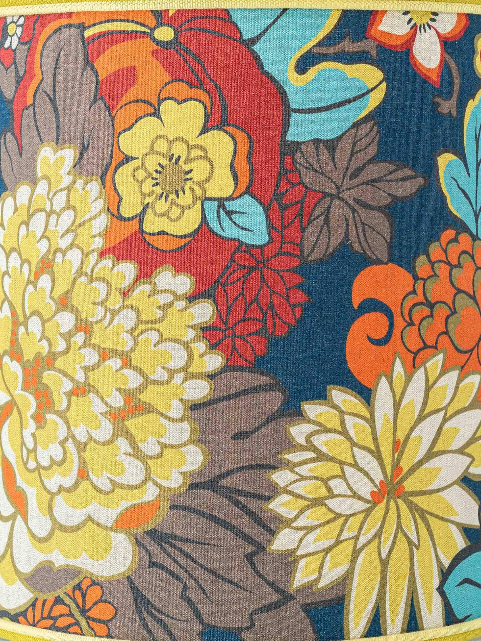 Lampe de table en céramique jaune espagnole, années 1960, abat-jour Liberty London rétro neuf