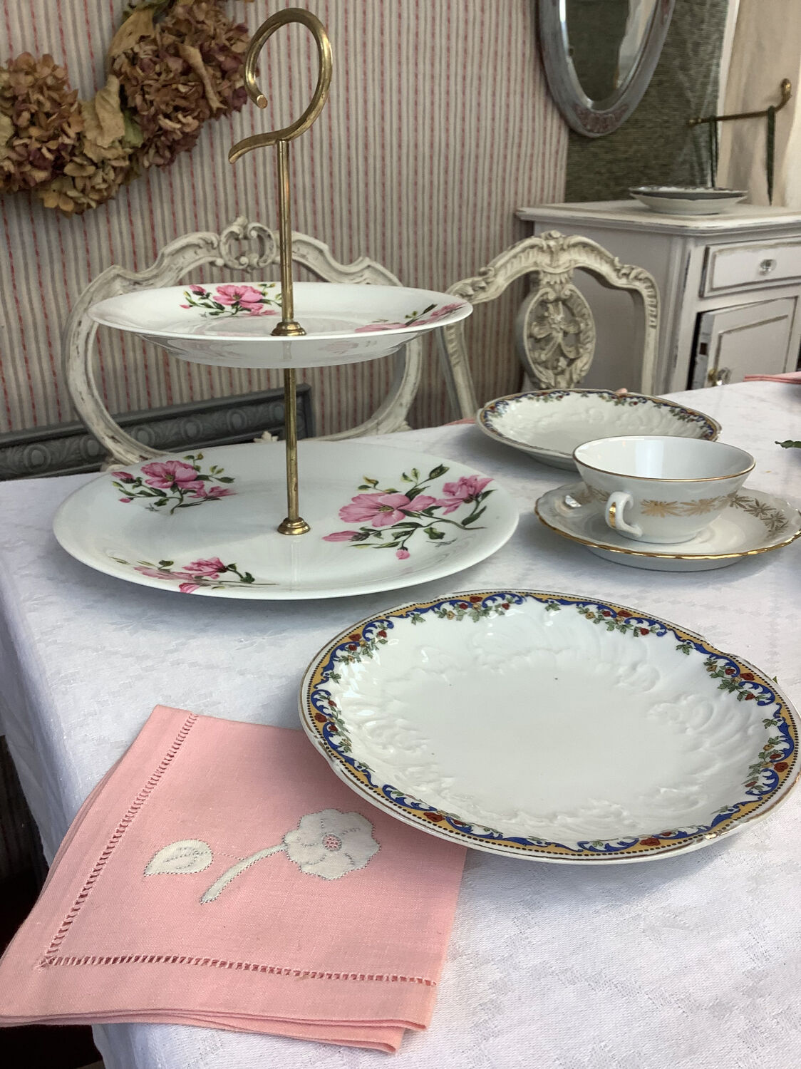 Antique porcelain dessert dish made in France