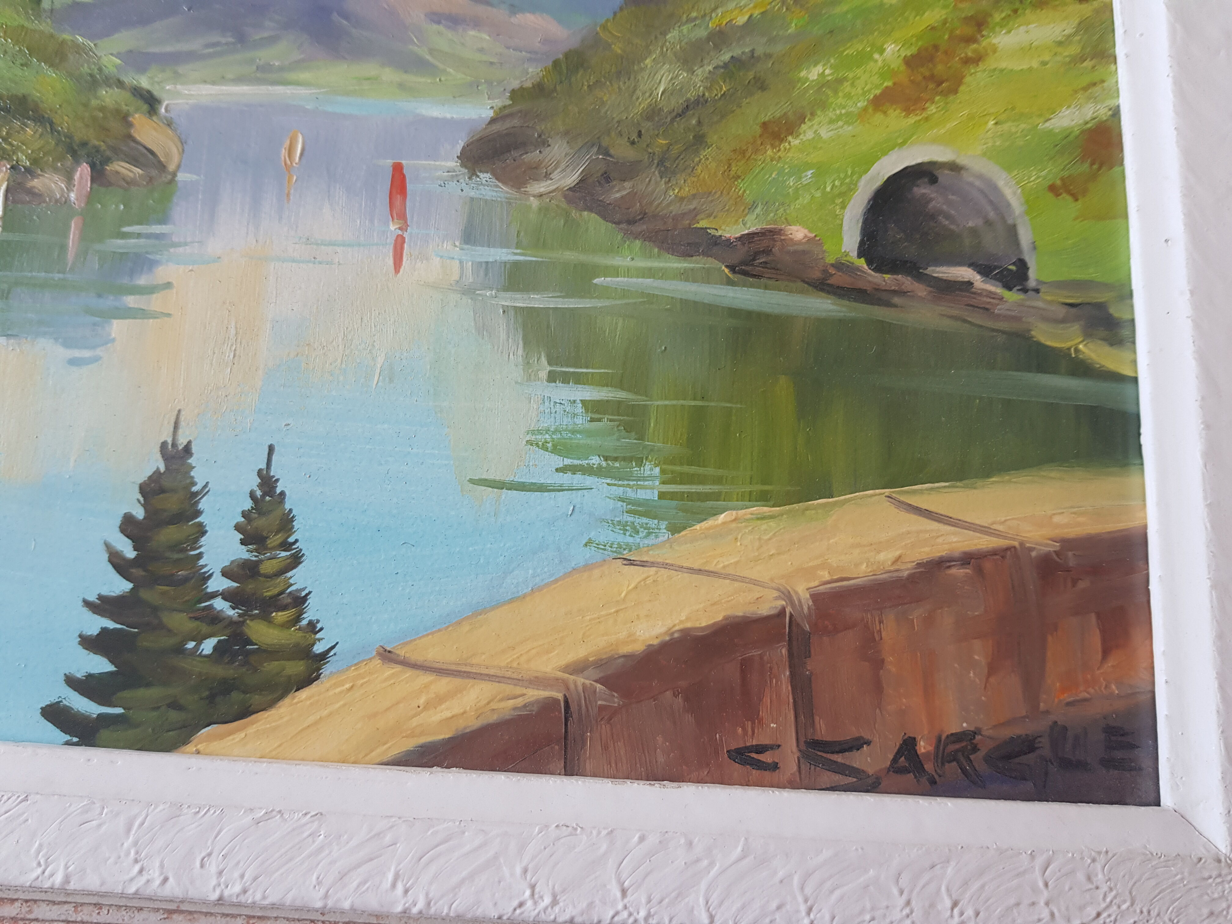 Claude Sargue Painting Oil on panel landscape 20th century