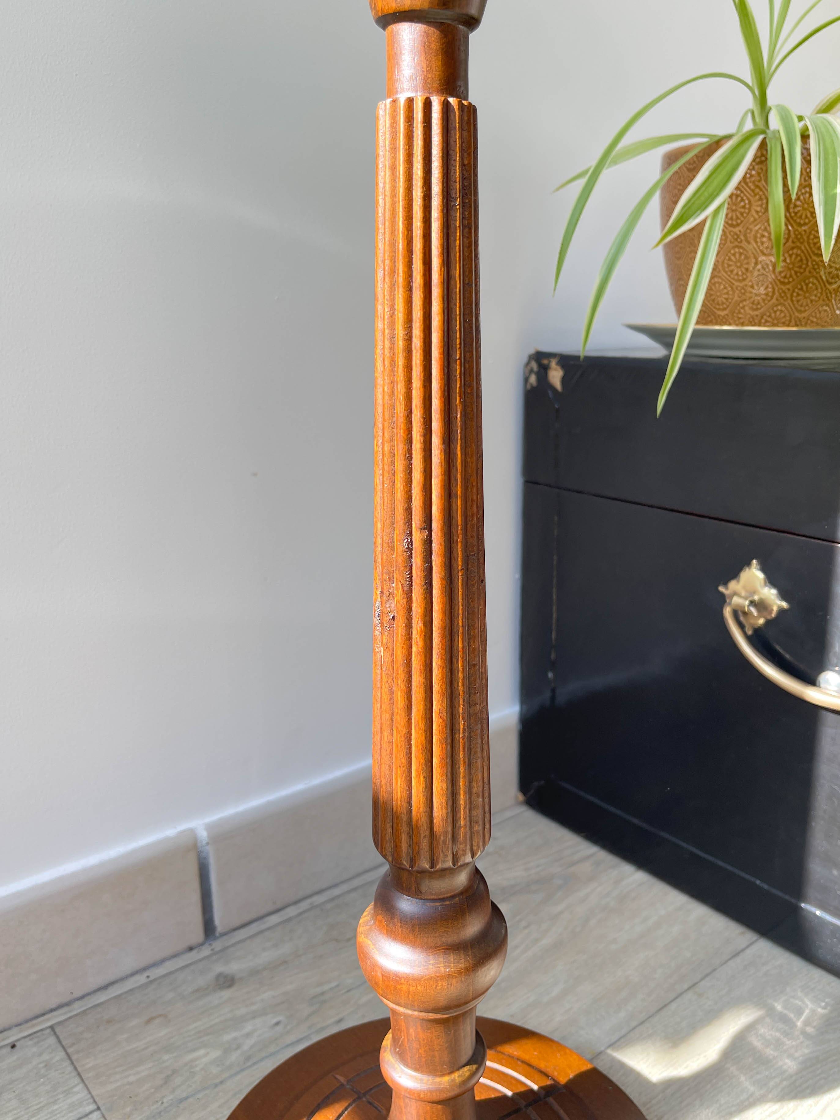 Vintage carved wooden pedestal ashtray