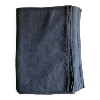 Nappe De Vendange Ancienne En Pur Chanvre Teintée Gris Dense