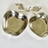 Vintage double apple metal silver-plated pocket tray – 1970s