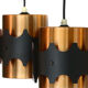 Pair of brass colored pendant lights by Werner Schou for Coronell Electro, Denmark 1960s