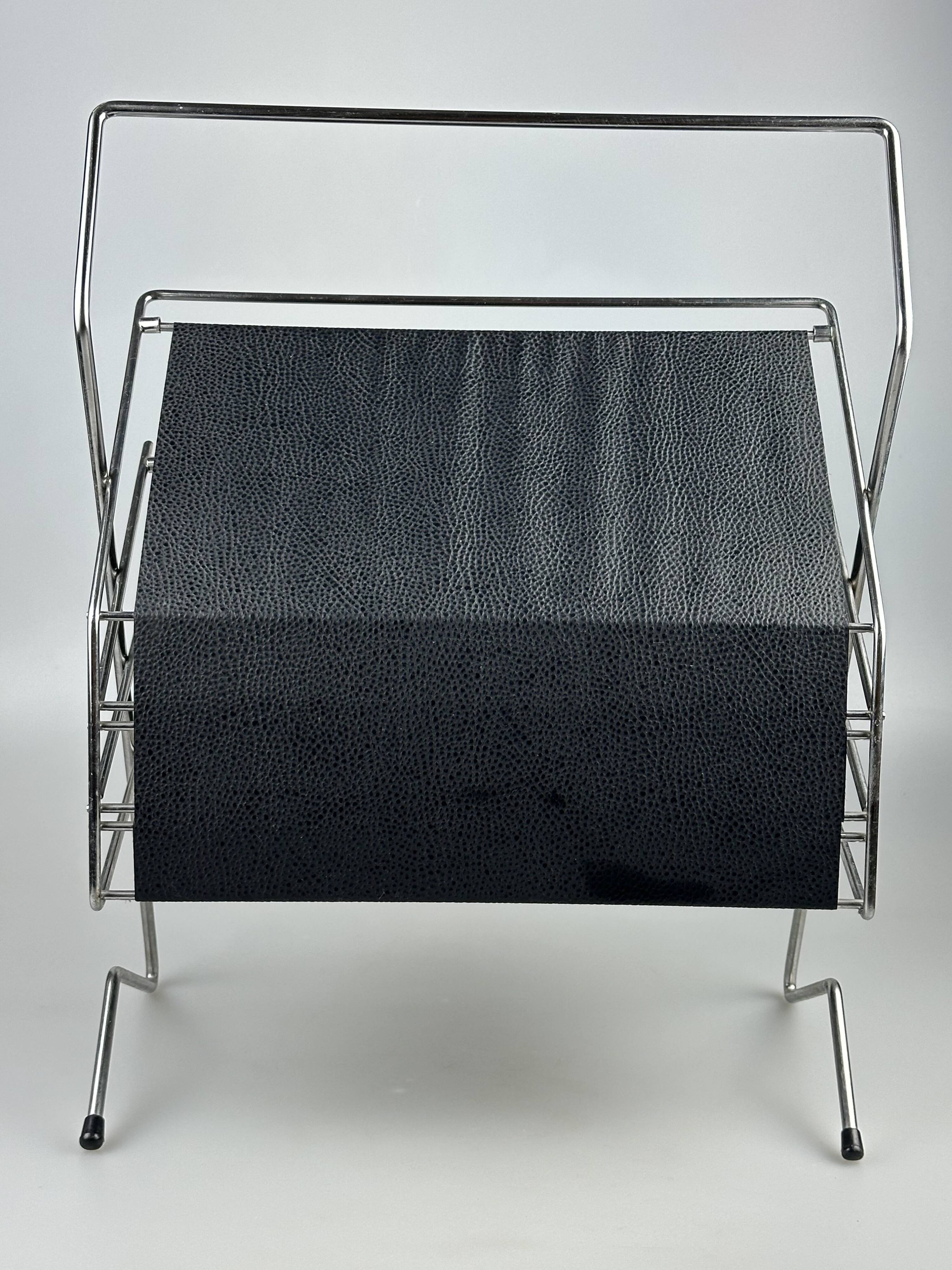 1960s 1970s Newspaper Holder in Metal & Plastic Space Age Design