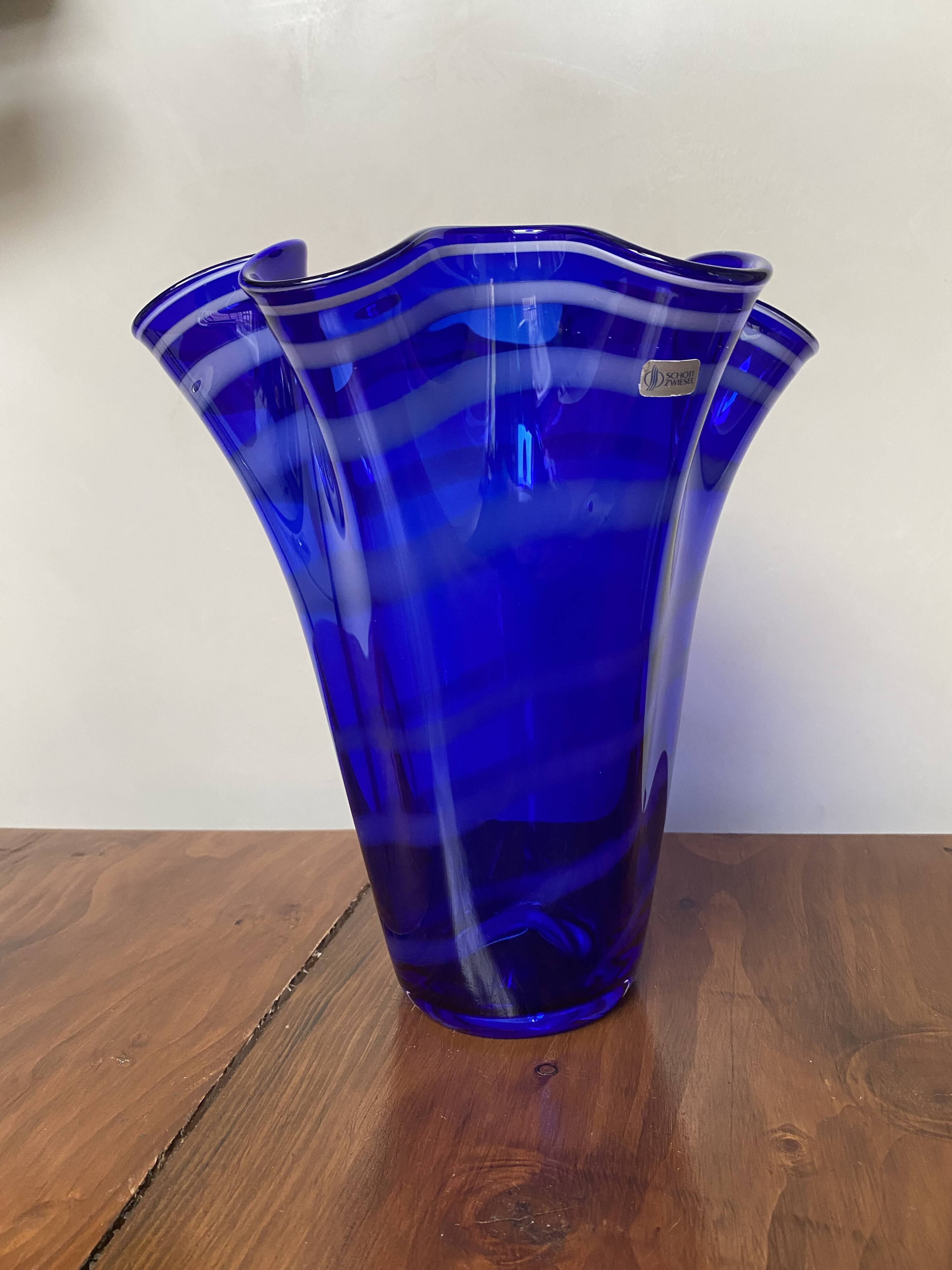 cobalt blue handkerchief vase