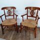 Pair of armchairs paillé and wood style Directoire