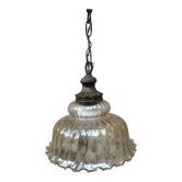 1970s Vintage Amber Glass Pendant Light