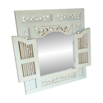 Cadre miroir avec porte - style nord africain moucharabieh - XXè