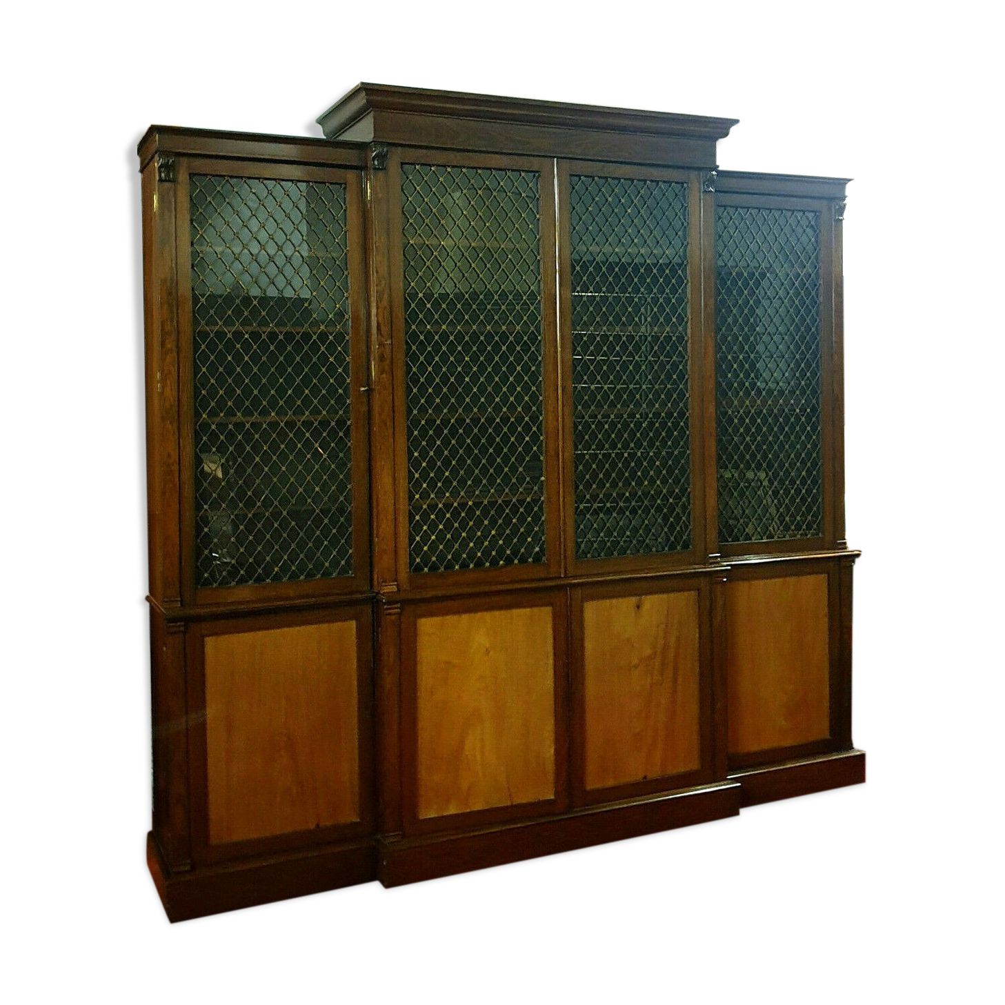 Napoleon III period parquet library in Rio rosewood and lemon tree