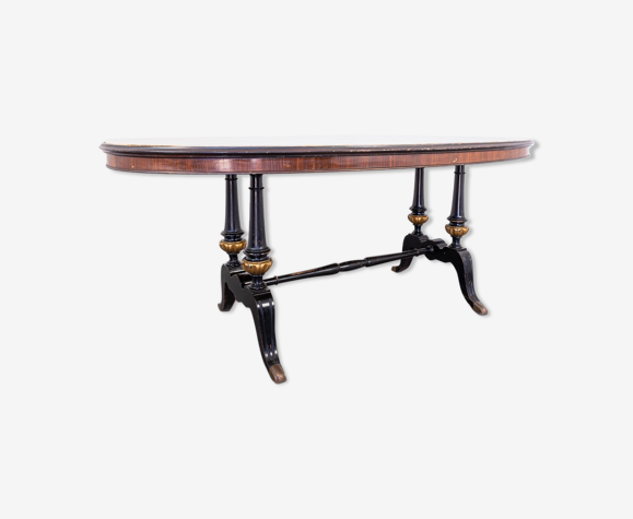 Table à manger ovale en marbre laiton design des années 60