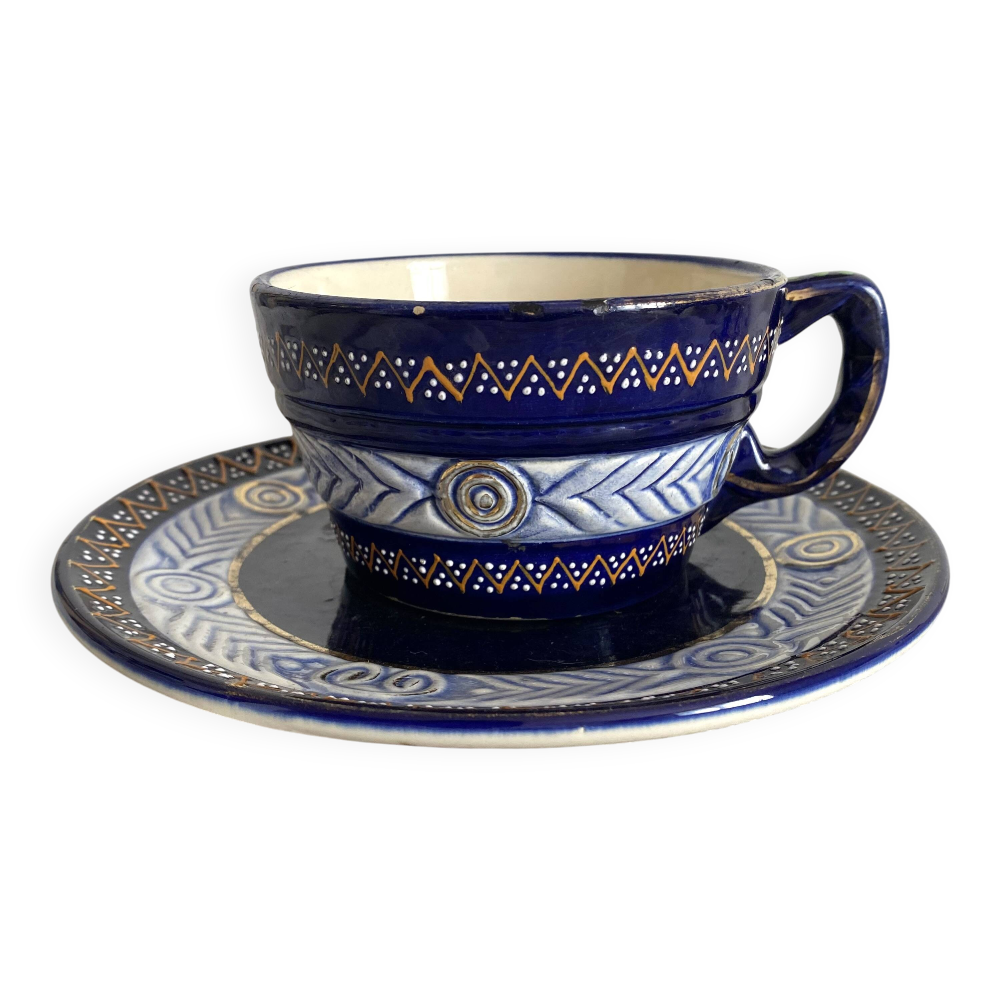 Large HB Quimper cup with saucer