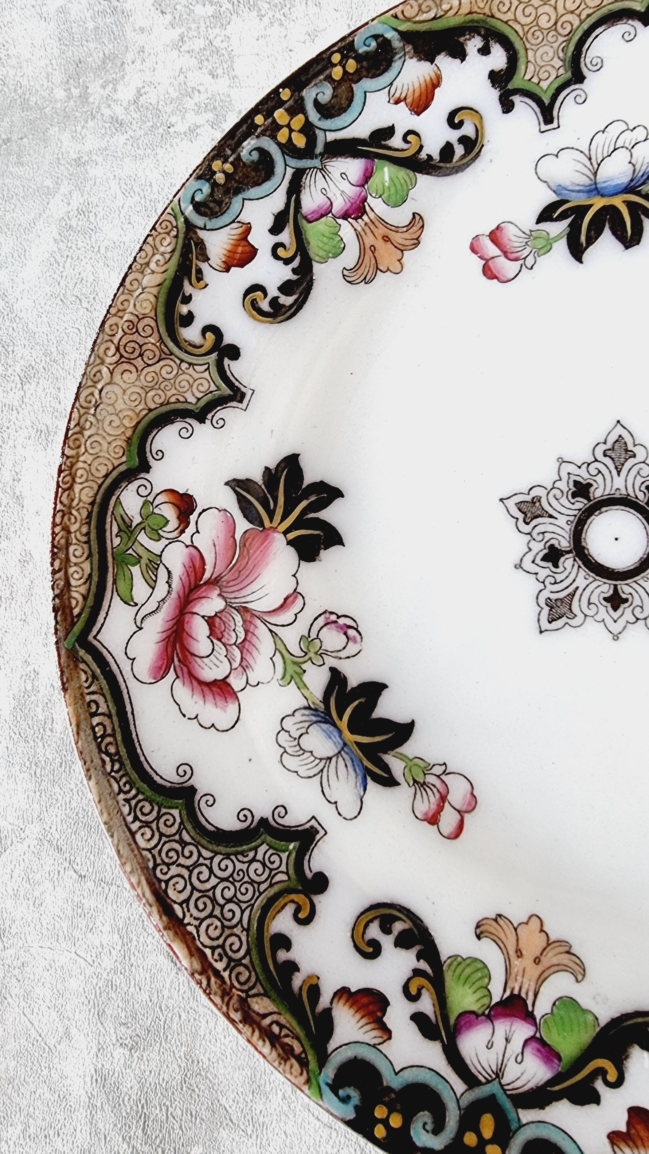 English Ceramic Plate Beech Hancock mod: Jeddo S.XIX Chinese Inspired Floral Patterns