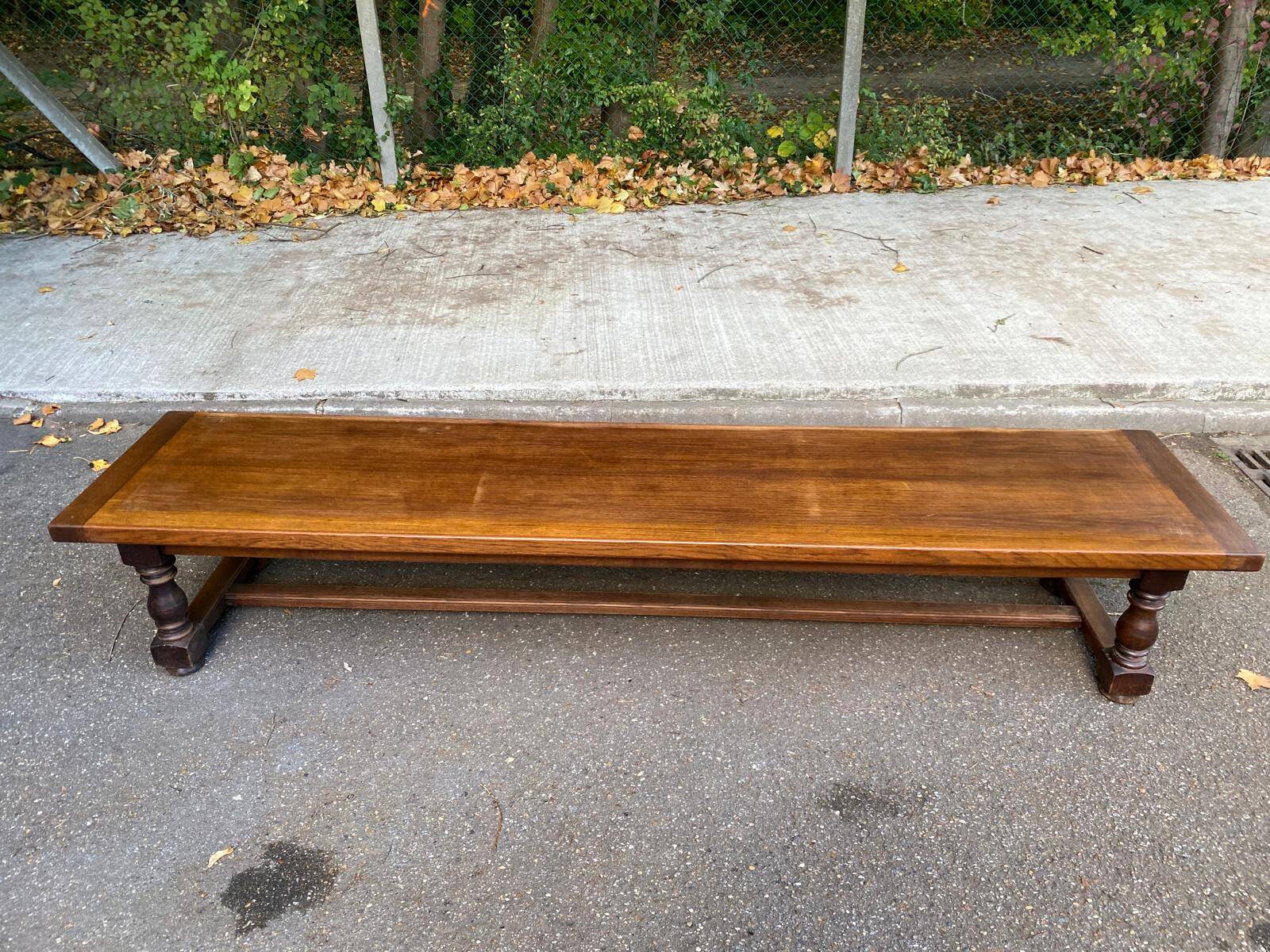Vintage 19th-century farmhouse bench in solid wood, 250cm