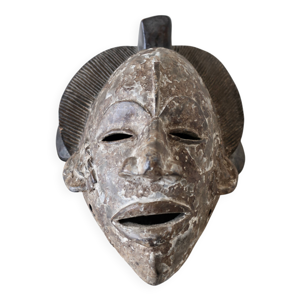 Masque Africain Vintage Bois Sculpté et Patiné, Gabon, TBE — Beyit