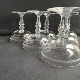 6 champagne glasses in light blown, cut and guilloché crystal