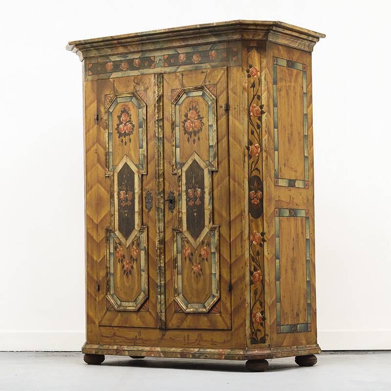 Painted Folk Art Bridal Cupboard