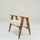 Vintage Lounge Chair Oak Wood and Bouclè Fabric Scandinavian Design