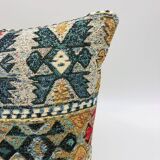 Square cushion, cover and insert, Gobelin fabric, ethnic.