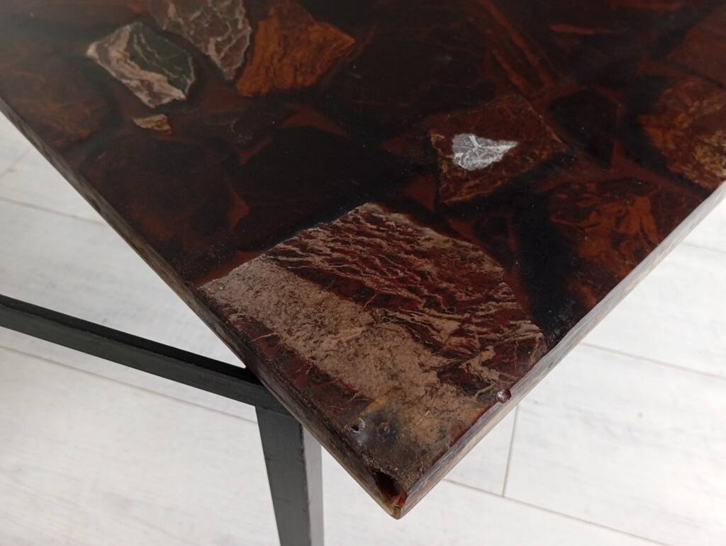 Table basse en pierre naturelle et résine, années 70