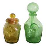 Two Biot bubble glass jars