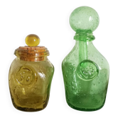 Deux pots en verre bullé Biot