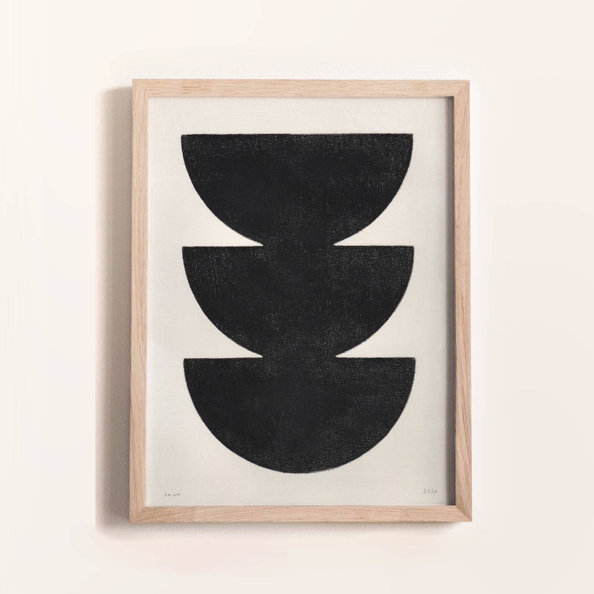 Painting on paper - black abstract illustration signed eawy
