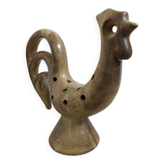Vase, pique-fleurs coq en céramique par Les Grottes de Dieulefit vers 1960