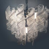 Transparent and white “ricci” murano glass chandelier d50