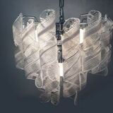 Lustre en verre de murano transparent et blanc « ricci » d50
