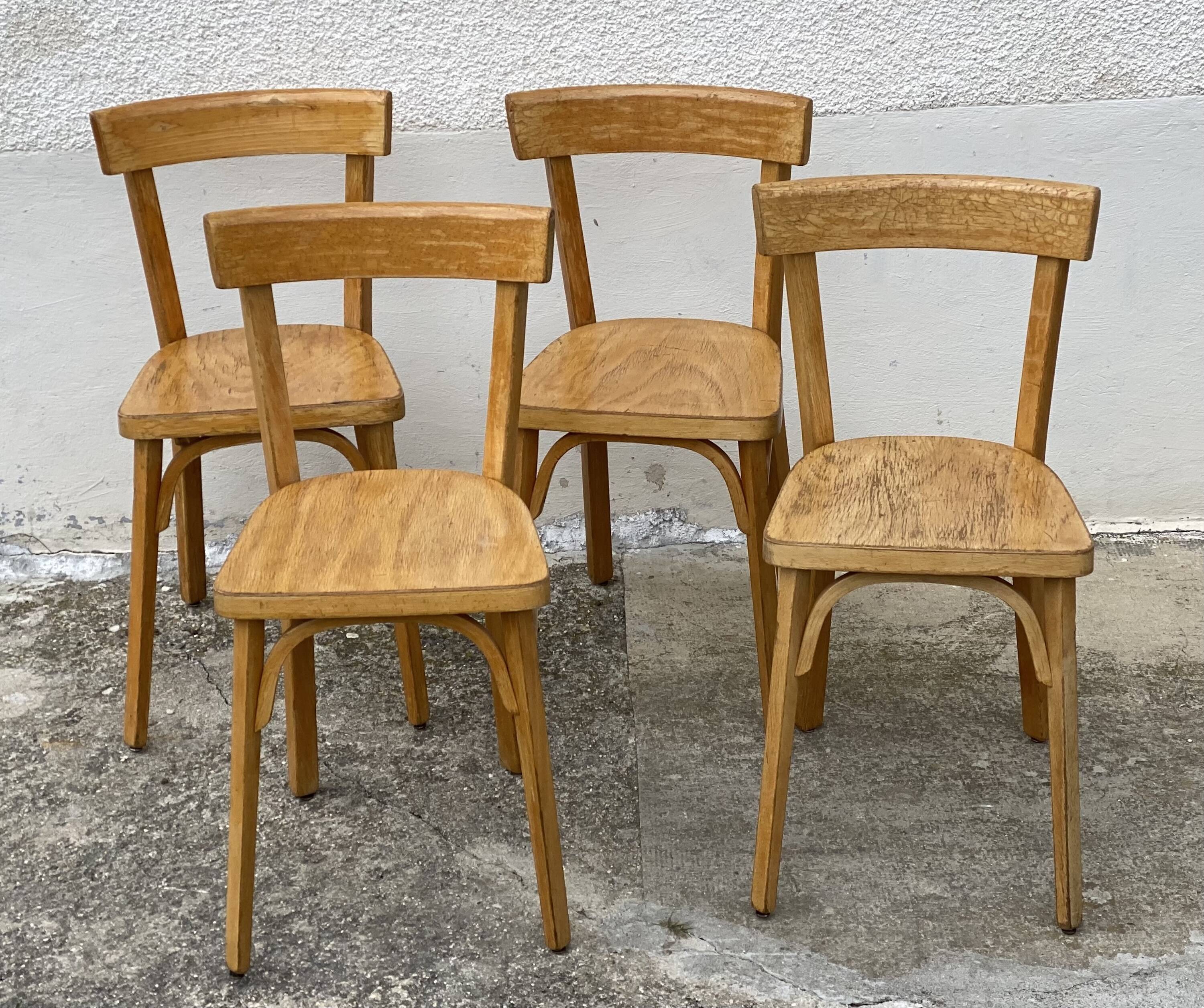 Série de 4 chaises bistrot BAUMANN vintage 1970