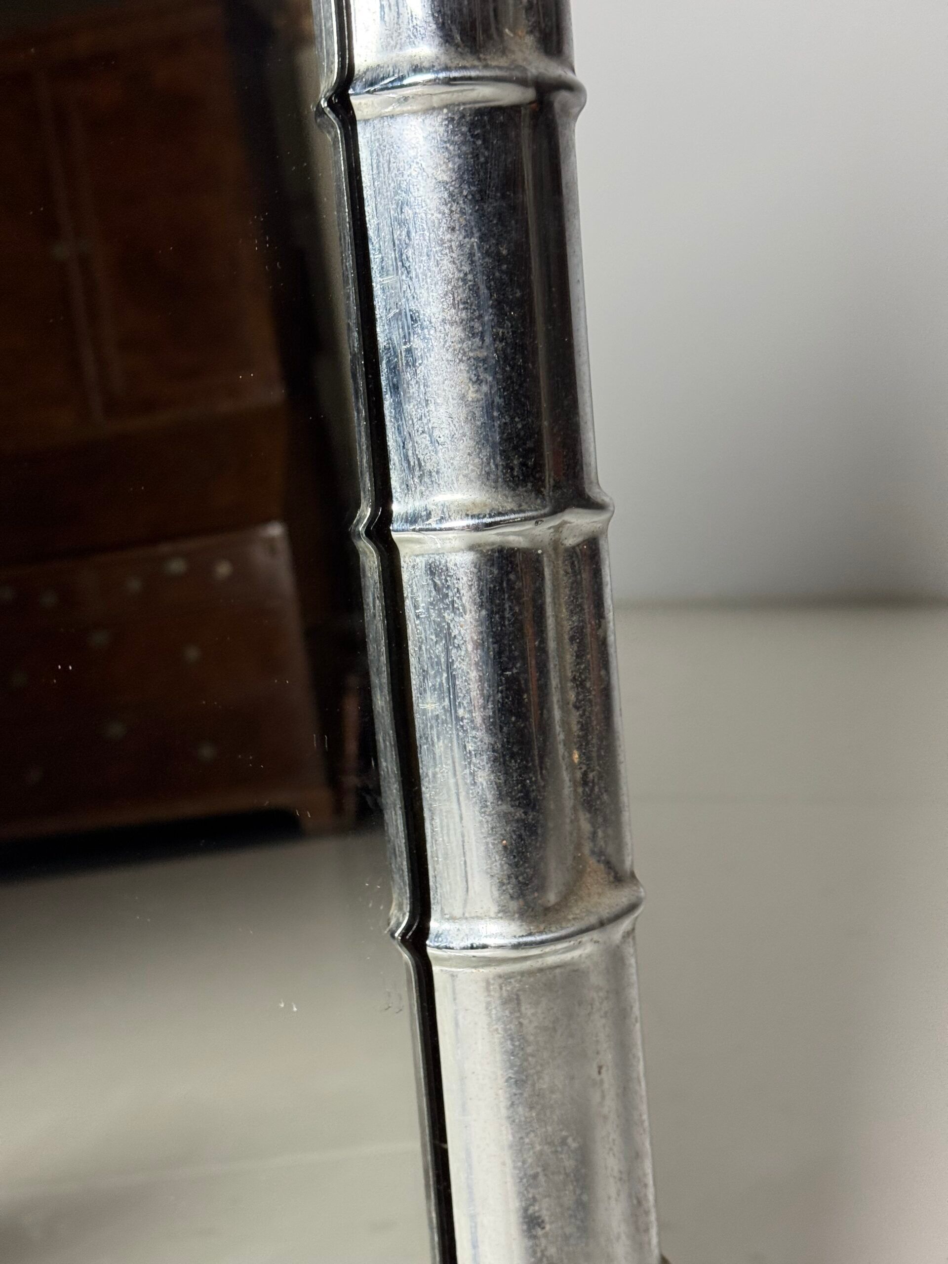 Large faux bamboo mirror chrome