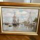 Signed framed painting Oil on canvas “Honfleur” dimensions: height -49cm- width -63 cm-