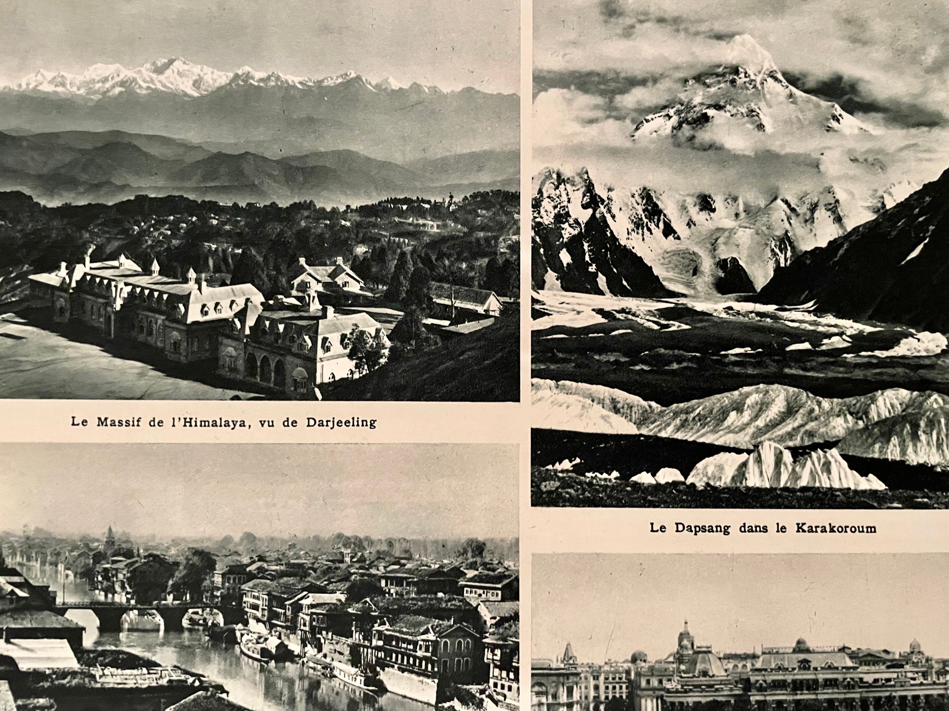 Old map of India, Nepal, Afghanistan and Himalayas from 1945