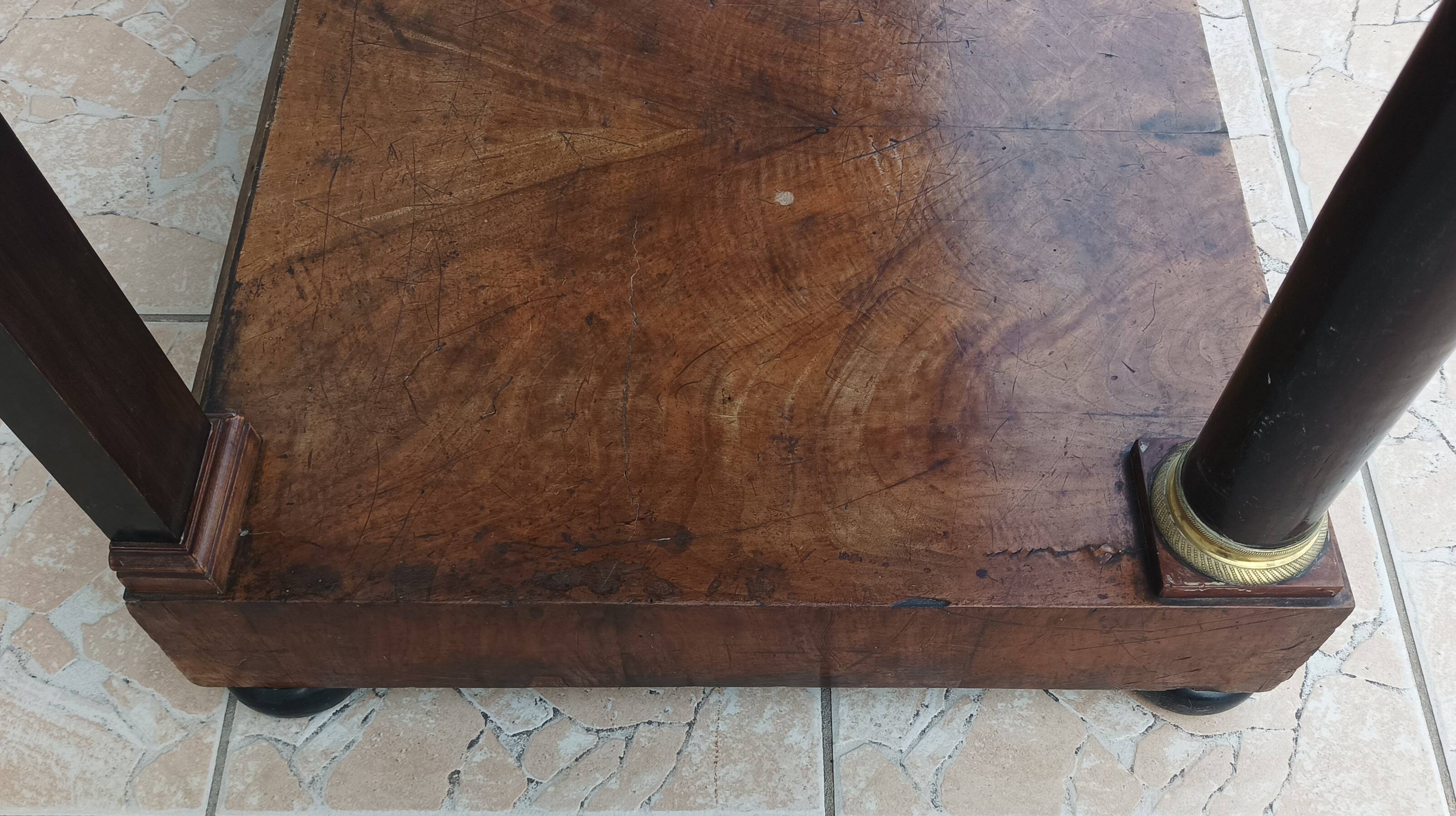 Large Empire period mahogany console table