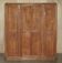 Triple bank Art Deco wardrobe in burr maple with mirror door, circa 1920.