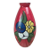 Vintage red glass vase – hand-painted floral decoration – signed Ar