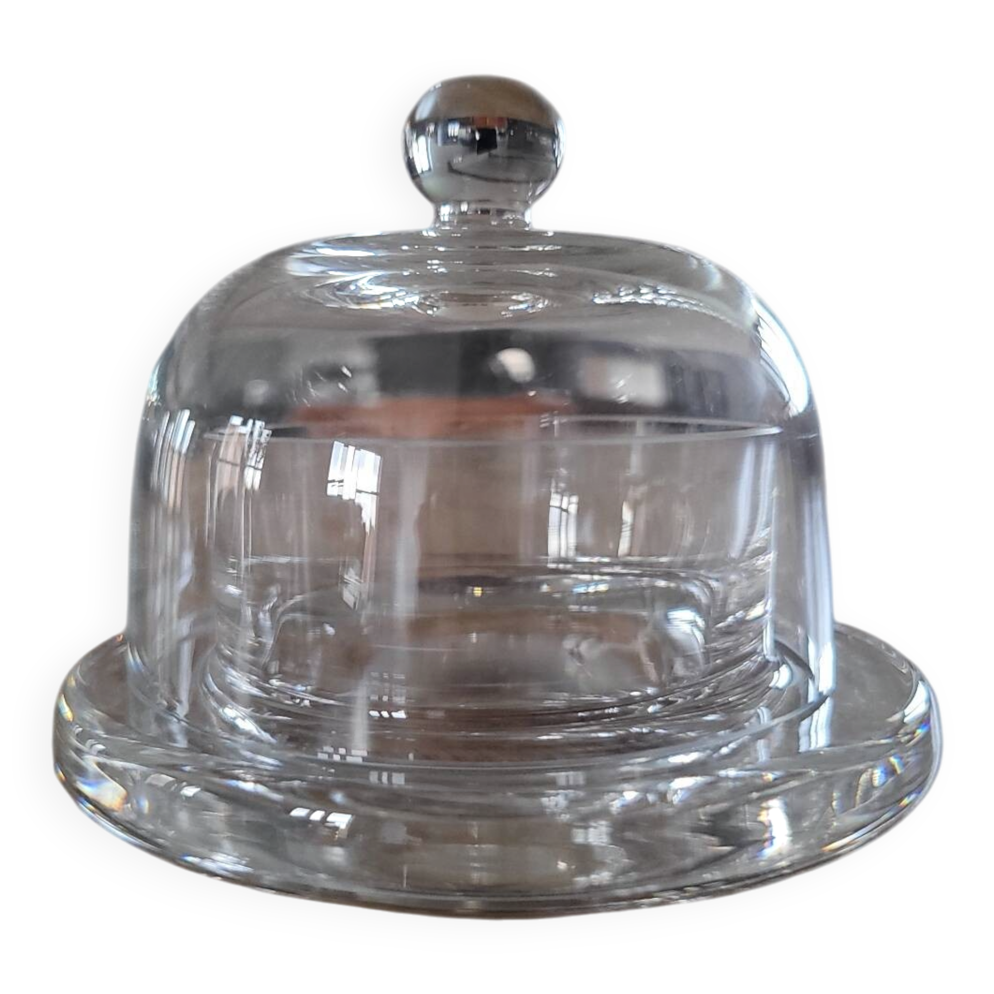 Butter dish with crystal glass dome