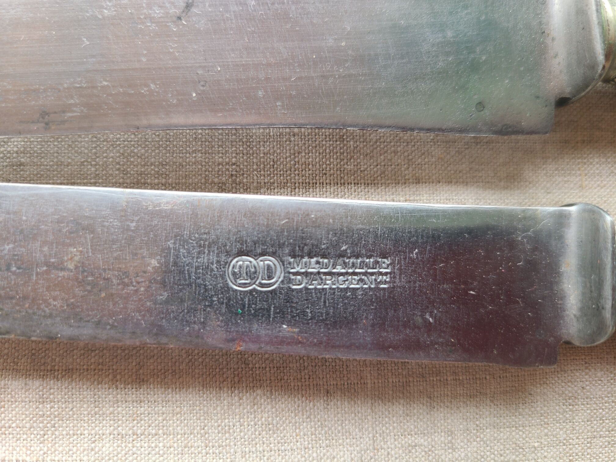 Antique knives blackened wooden handle