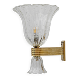 Barovier & Toso Art Deco Style Brass and Murano Glass Sconce