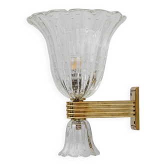 Applique murale Art déco en laiton et verre de Murano Barovier & Toso
