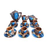 Art Deco coffee service Vallauris cobalt blue flambe glaze – 15 pieces