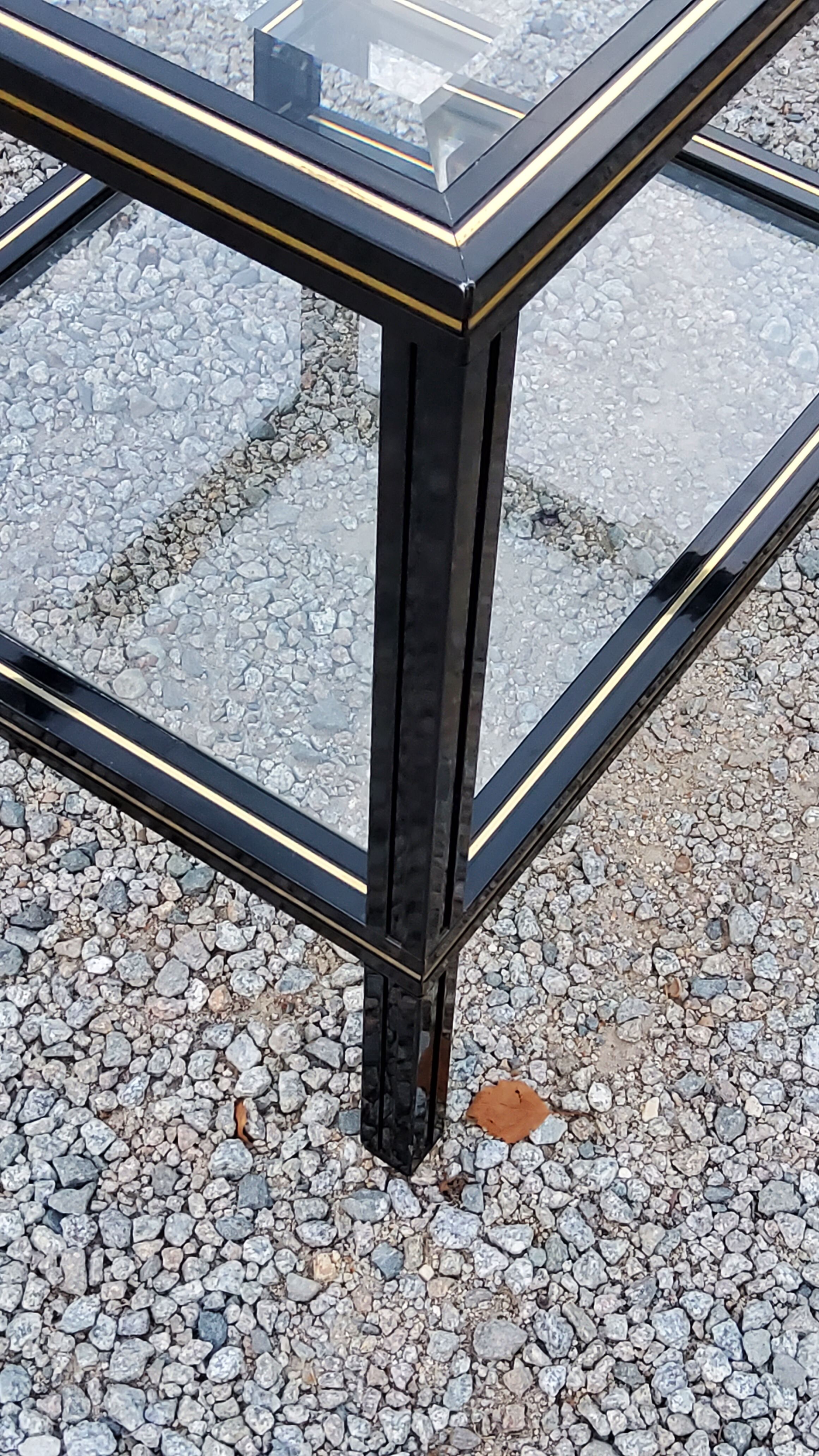 Side table end of sofa Pierre Vandel in metal and glass tops