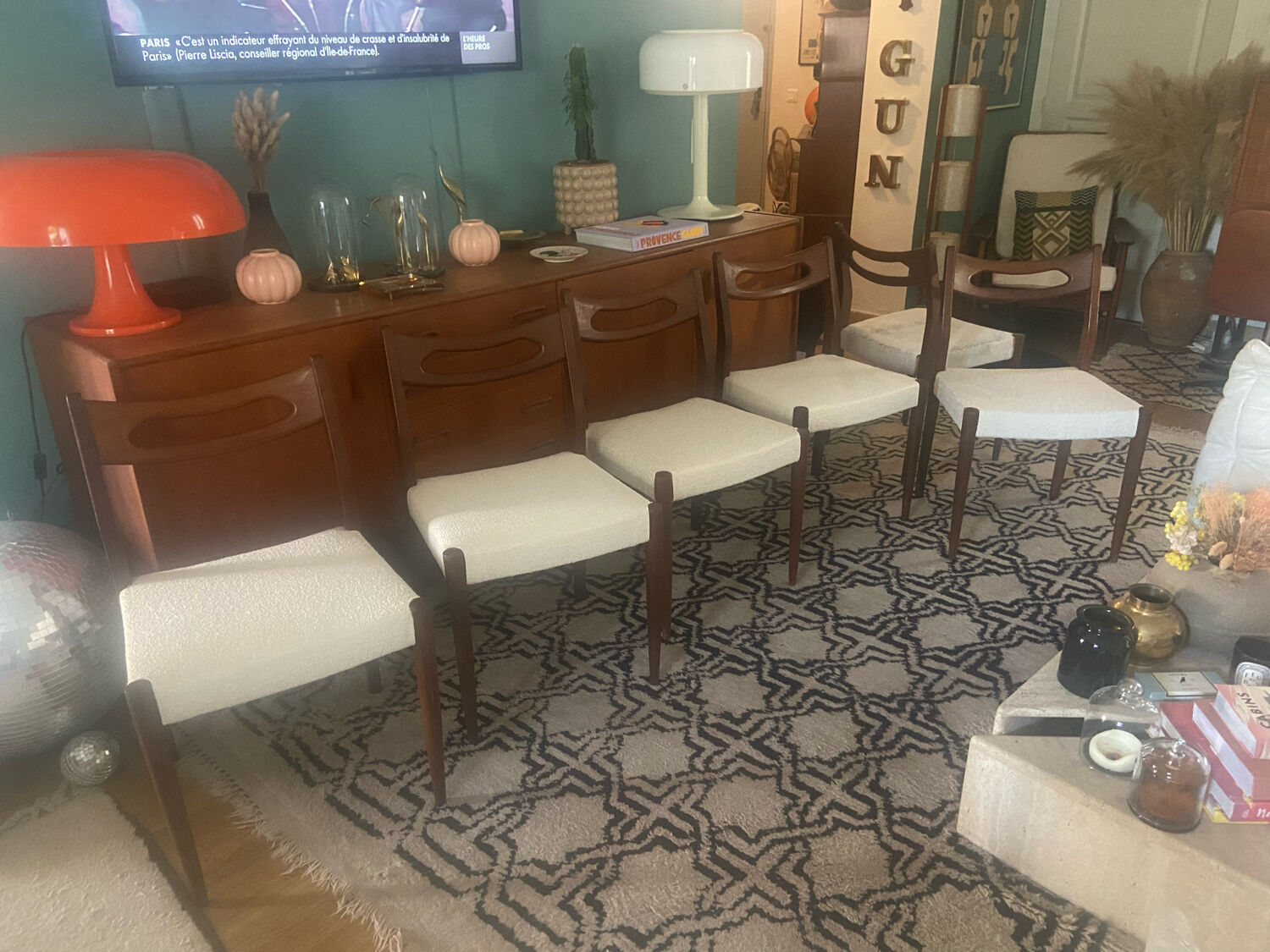 Series of 6 Danish teak chairs 60s