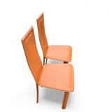 Set of 2 brown leather chairs