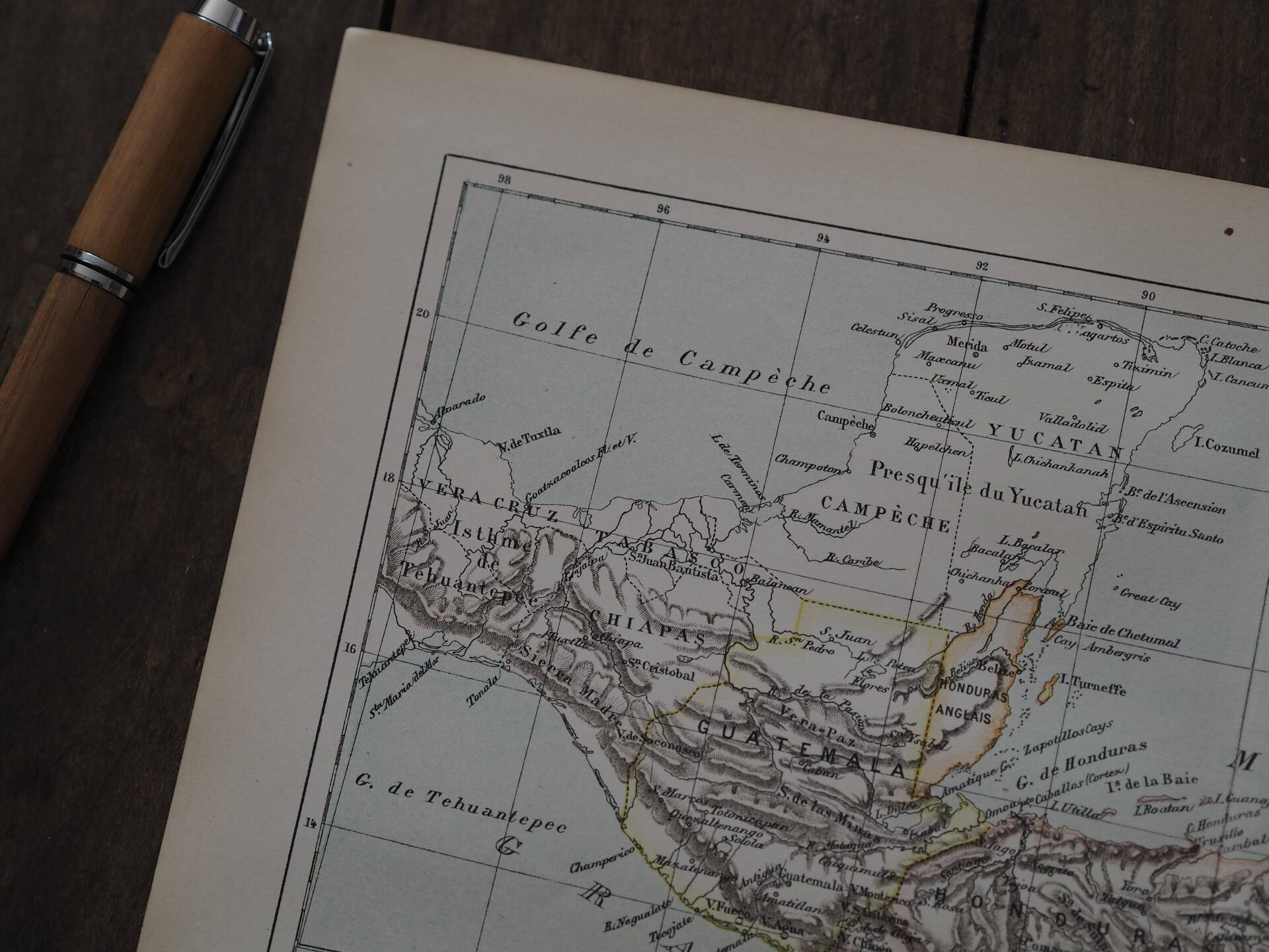 Central America, old map 1887 – Vintage geographical map.