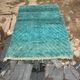 Tapis en laine pure sur mesure artisanale traditionnelle bleu 1,6/2,5 m
